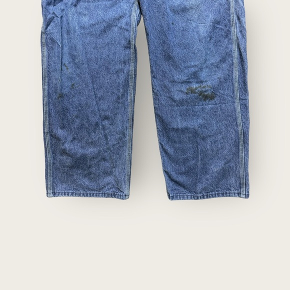 Dickies Men 40 x 30 Bib Overalls Farmer Work Carpenter Blue Jean Med Wash Denim - Picture 2 of 7